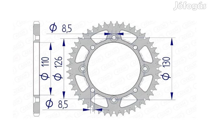 Hátsó lánckerék Afam alumínium 420 / 47 fog KX 65-höz