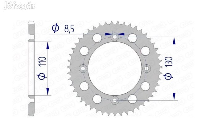 Hátsó lánckerék Afam alumínium 420 / 52 fog CR 80 / 85