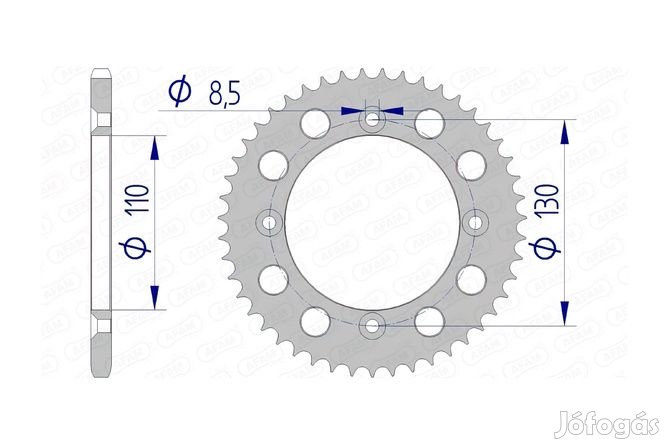 Hátsó lánckerék Afam alumínium 420 / 55 fog CR 80 / 85