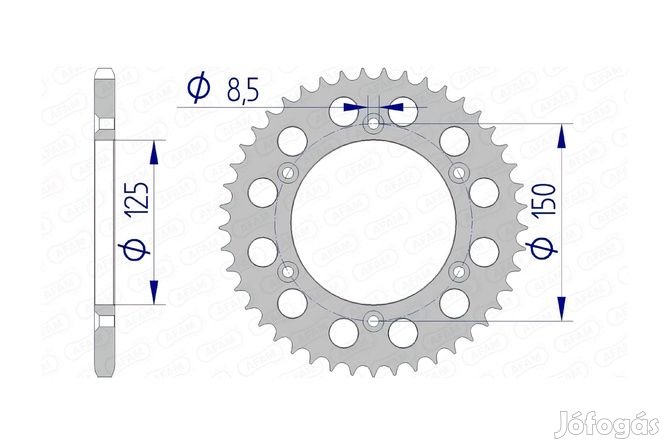 Hátsó lánckerék Afam alumínium 44 fog KTM