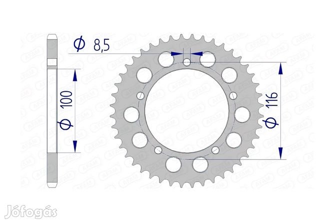 Hátsó lánckerék Afam alumínium 44 fogú KX 60