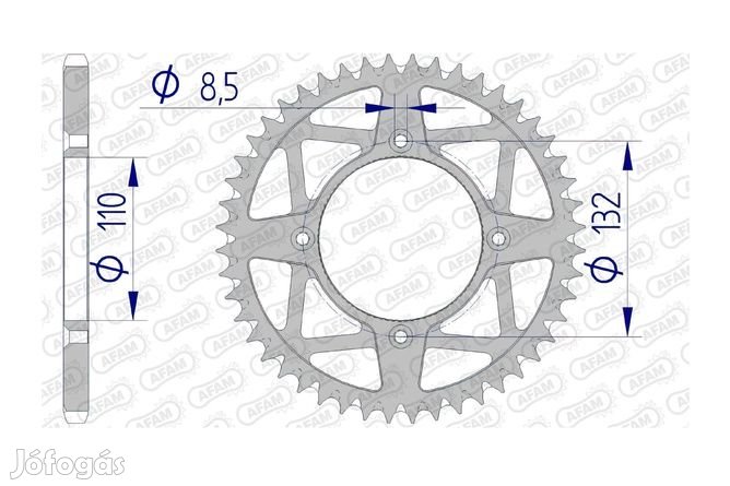 Hátsó lánckerék Afam alumínium 46 fog KTM Freeride számára