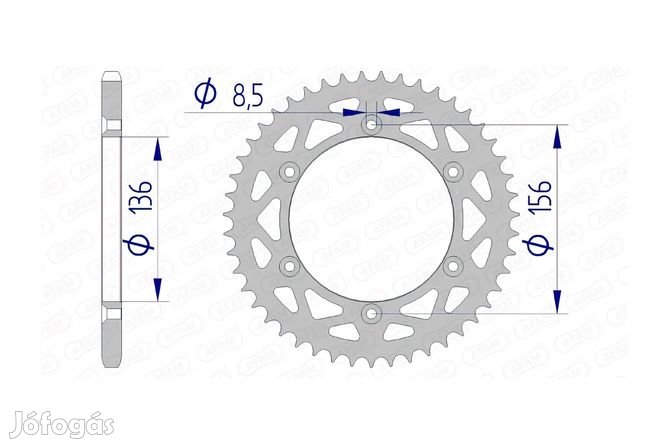 Hátsó lánckerék Afam alumínium 49 fogú GasGas / Sherco