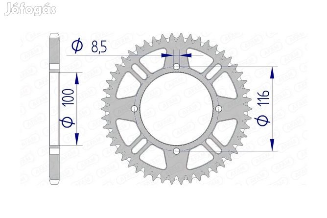 Hátsó lánckerék Afam alumínium önmagát tisztító 420 / 53 fog KX 80 / 8