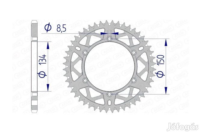 Hátsó lánckerék Afam alumínium önöblítő 48 fogú Kawasaki KX / KXF