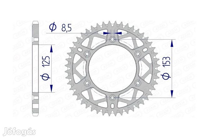 Hátsó lánckerék Afam alumínium önöntisztító 52 fogas Honda CR / CRF /