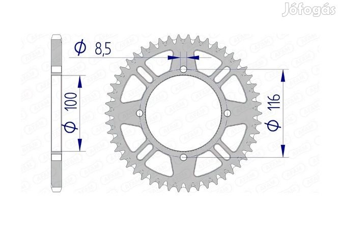 Hátsó lánckerék Afam alumínium öntisztító 420 / 49 fog KX 80 / 85