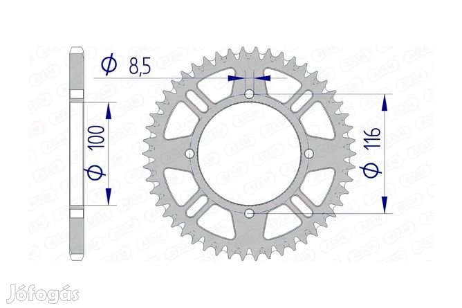 Hátsó lánckerék Afam alumínium öntisztító 420 / 54 fog KX 80 / 85