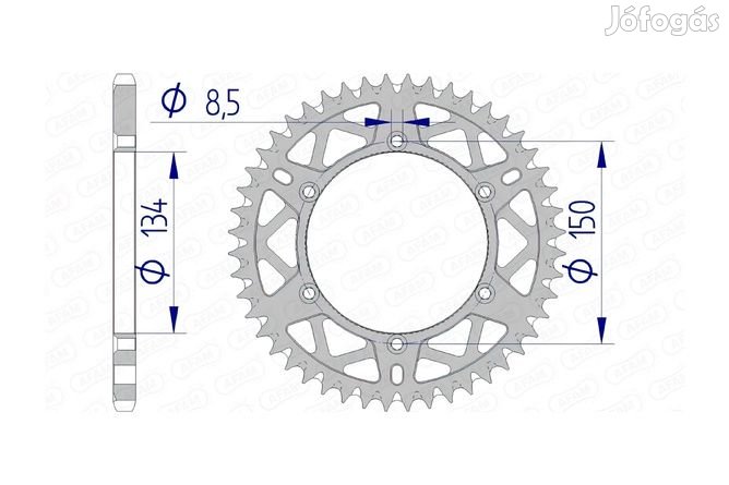 Hátsó lánckerék Afam alumínium öntisztító 51 fog Kawasakira KX / KXF