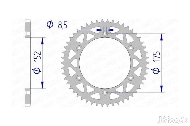 Hátsó lánckerék Afam alumínium öntisztító 52 fogú Yamaha YZ 125 / 250