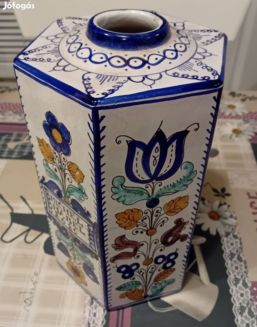 Hatszögletű Habán diszedény keramia fűszertartó Michel