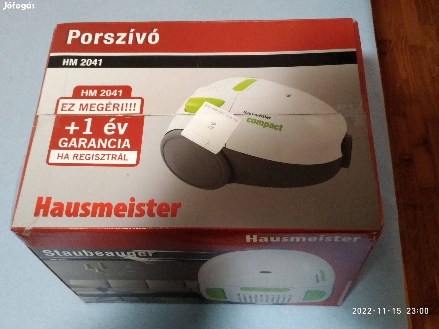 Hausmeister HM 2041 porzsákos porszívó, 800W, 1,8 liter porzsák, Új