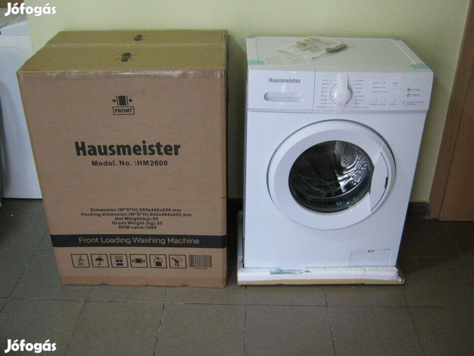 Hausmeister HM-2600 Keskeny Elöltöltős Mosógép, 6 KG 1000 f/perc Centr