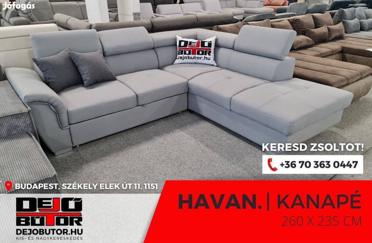 Havanna rugós sarok kanapé ülőgarnitúra 260x235 cm ágyazható boss 17