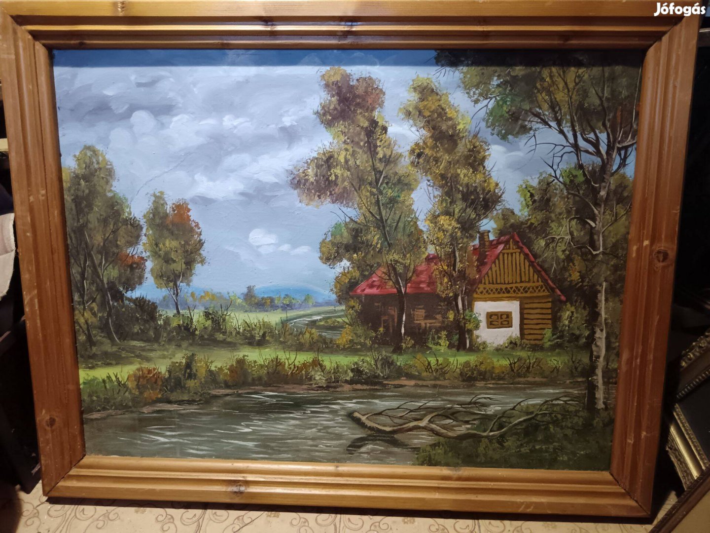 Ház a patak szélén , nagyméretü festmény
