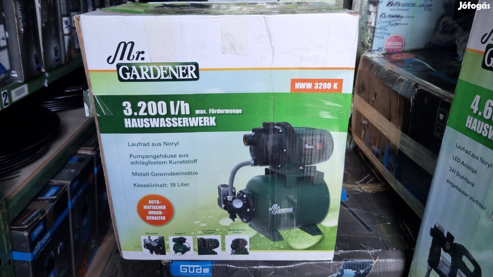 Házi vízmű, hidrofor 550W-os, 19L. tartállyal, 3200L/h vízhozammal