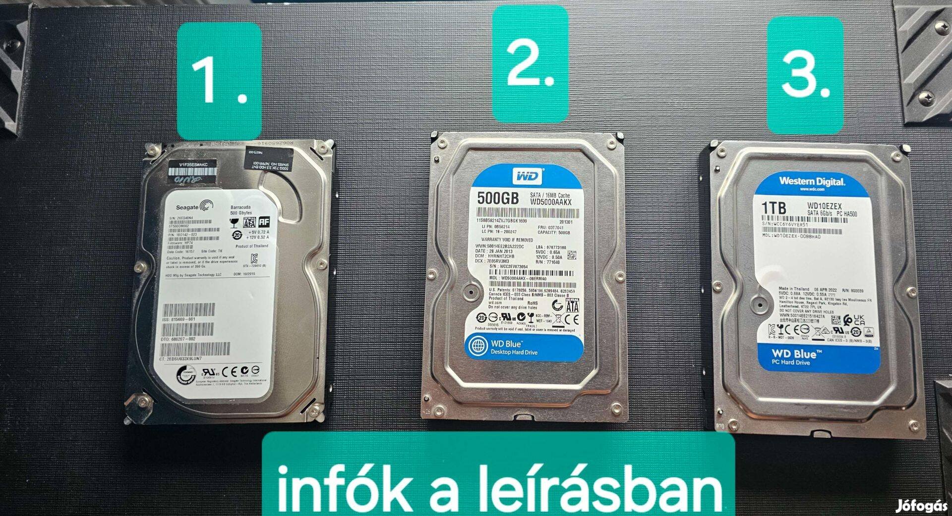 Hdd-k eladó 2db-500gb 1db-1tb