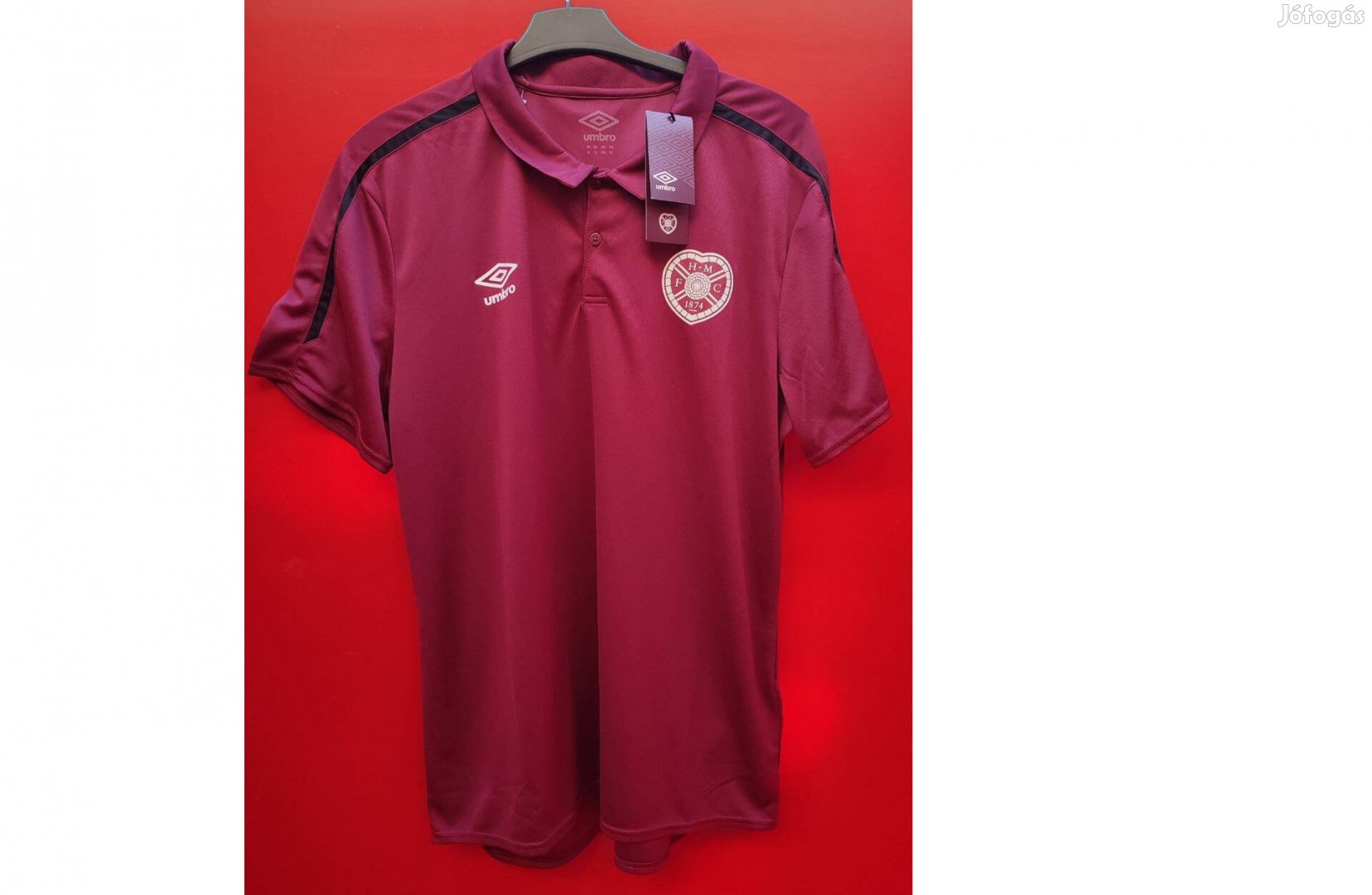 Heart of Midlothian FC eredeti Umbro bordó galléros mez póló (XL)