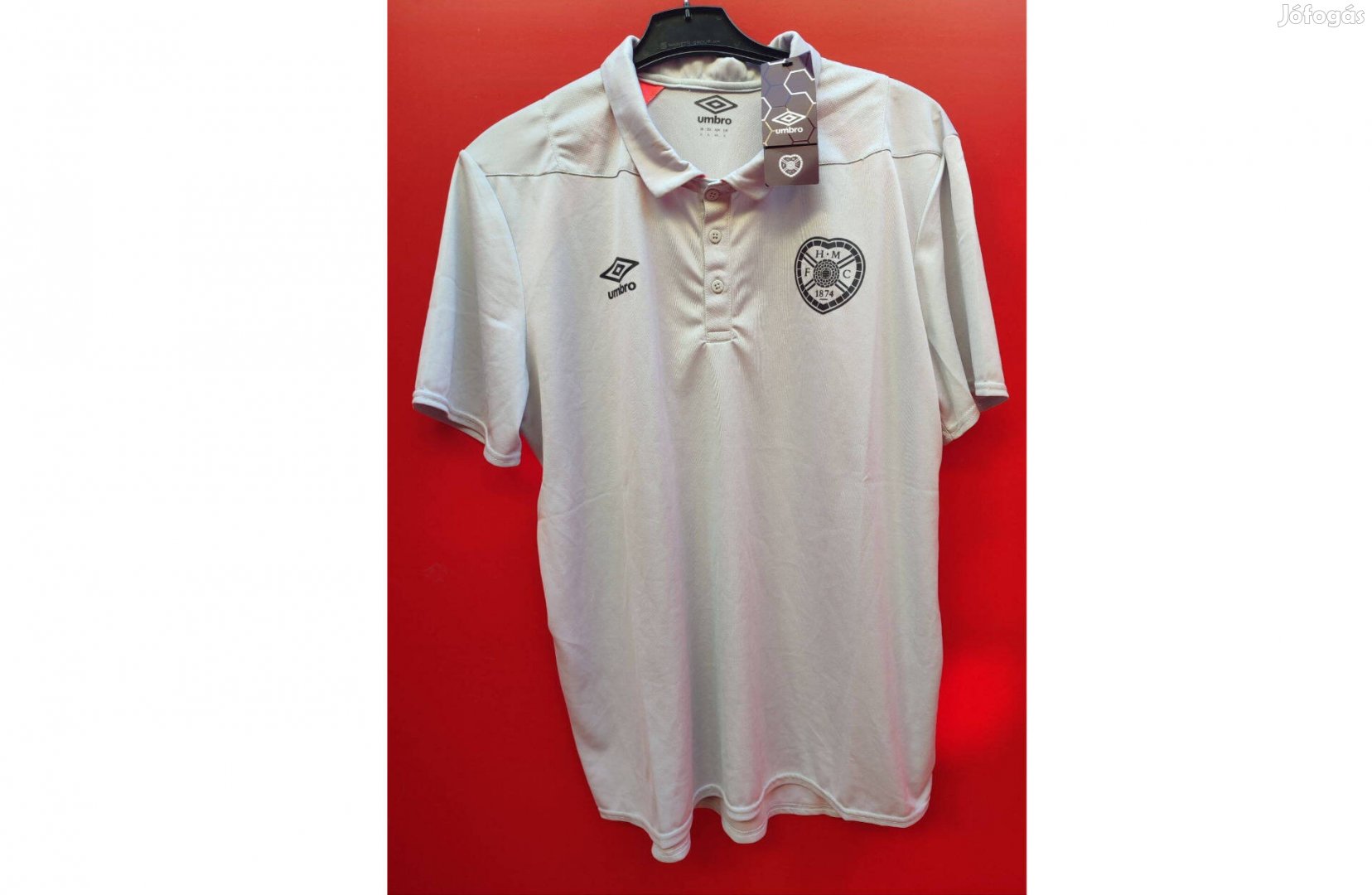 Heart of Midlothian FC eredeti Umbro szürke galléros póló (XL)