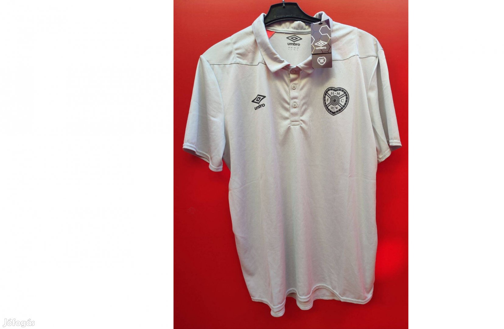 Heart of Midlothian FC eredeti Umbro szürke galléros póló (XL)