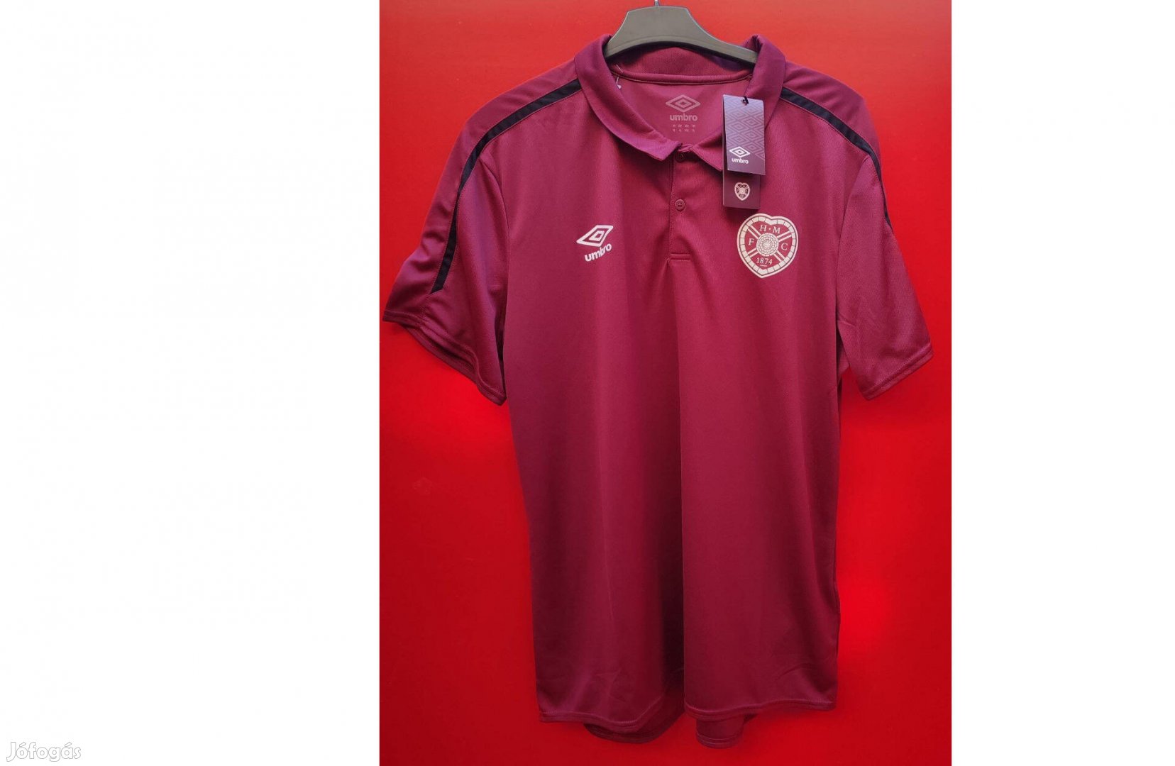 Heart of Midlothian FC eredeti bordó Umbro galléros mez
