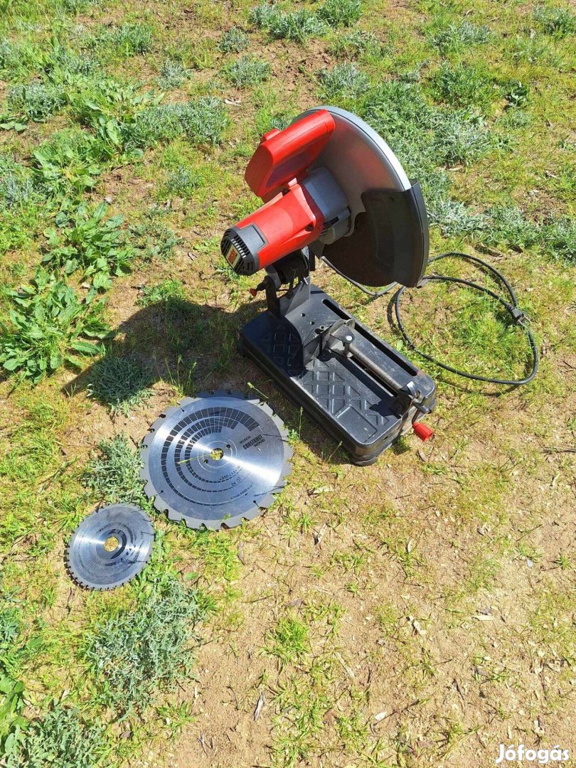 Hecht 834 gyorsdaraboló 355 mm, fa vágó tárcsával, fémvágó fűrészlappa