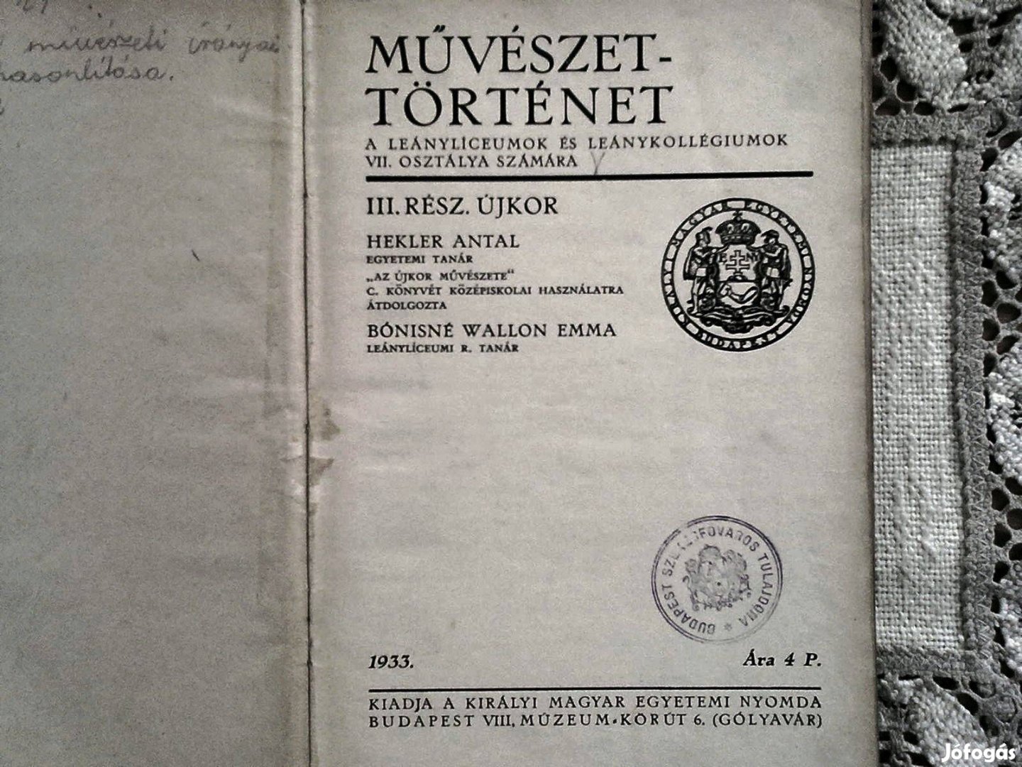 Hekler Antal: Művészettörténet, III. rész, Újkor (1933)