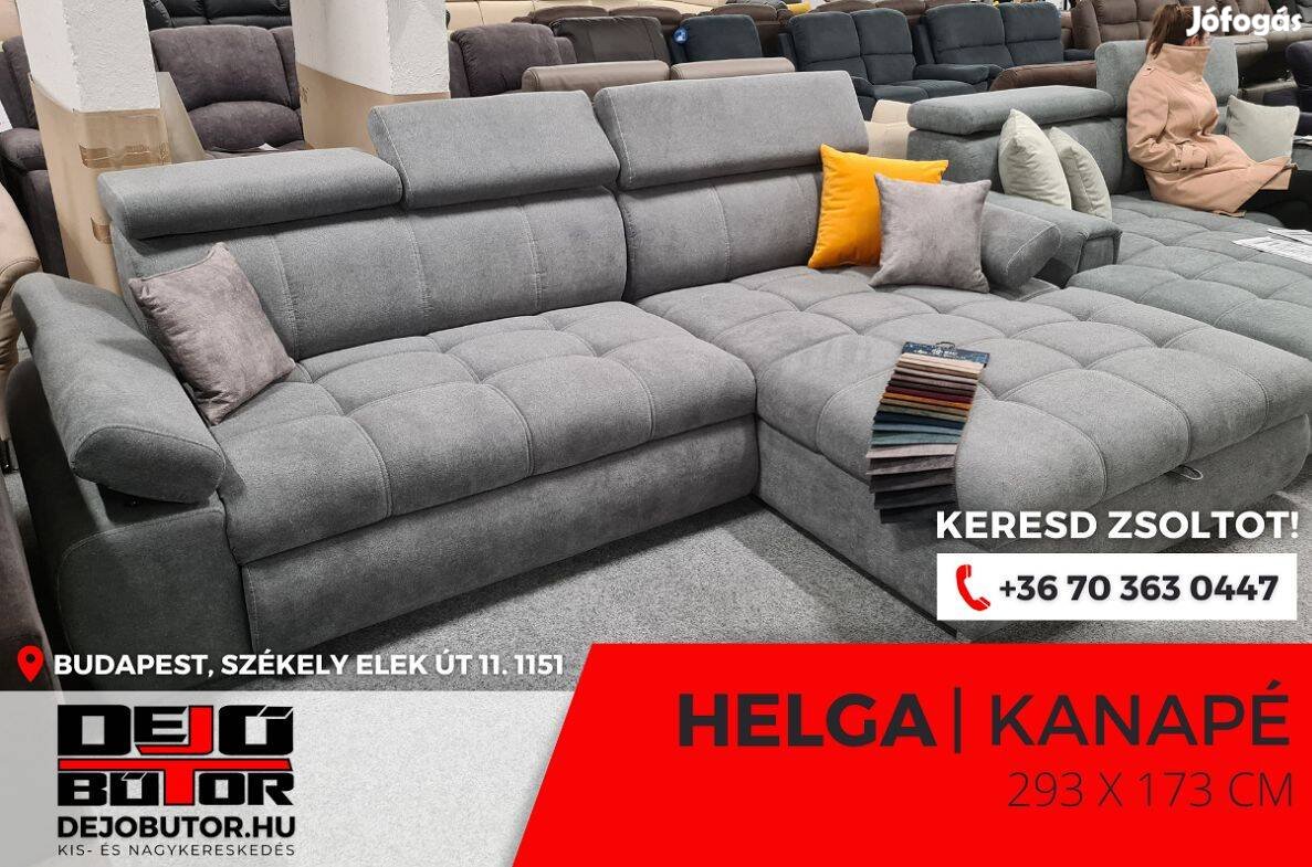 Helga antracit rugós sarok kanapé ülőgarnitúra 293x173 cm ágyazható