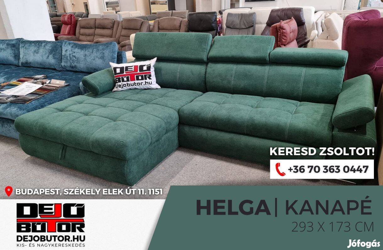 Helga rugós relax ualak kanapé ülőgarnitúra 293x173 cm zöld sarok