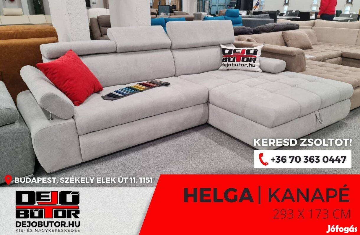 Helga rugós sarok gray kanapé ülőgarnitúra 293x173 cm ágyazható bútor