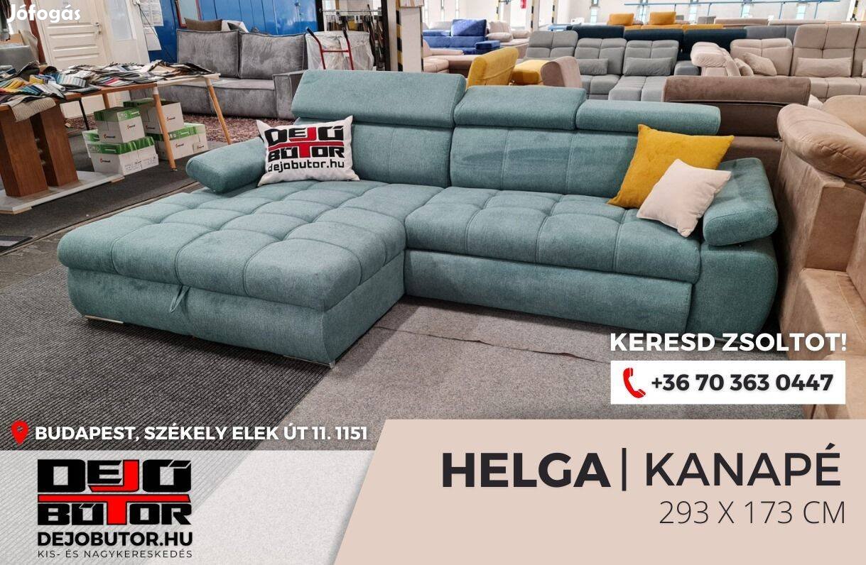 Helga rugós zöld sarok kanapé ülőgarnitúra 293x17 cm ágyazható