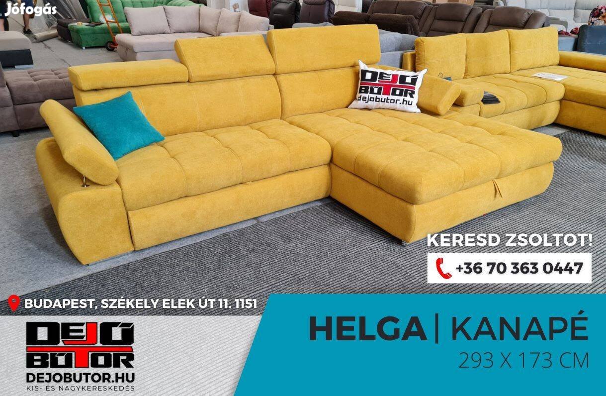 Helga sarok sárga kanapé rugós ülőgarnitúra 295x175 cm balos ágyazható