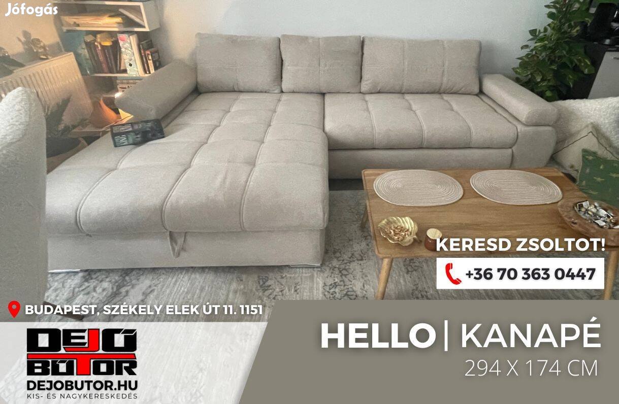 Hello aston 15 rugós sarok kanapé ülőgarnitúra 294x174 cm ágyazható