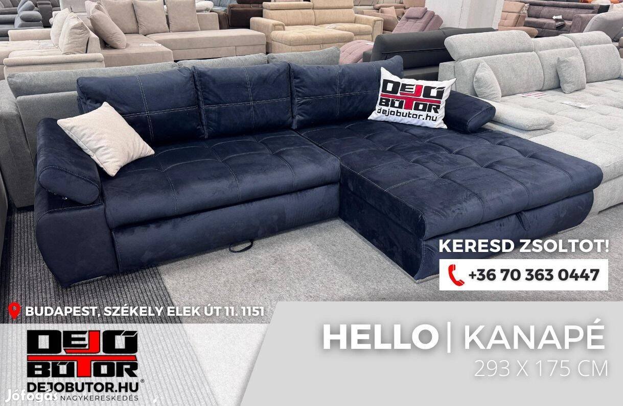 Hello rugós király kék sarok kanapé ülőgarnitúra 174x294 cm