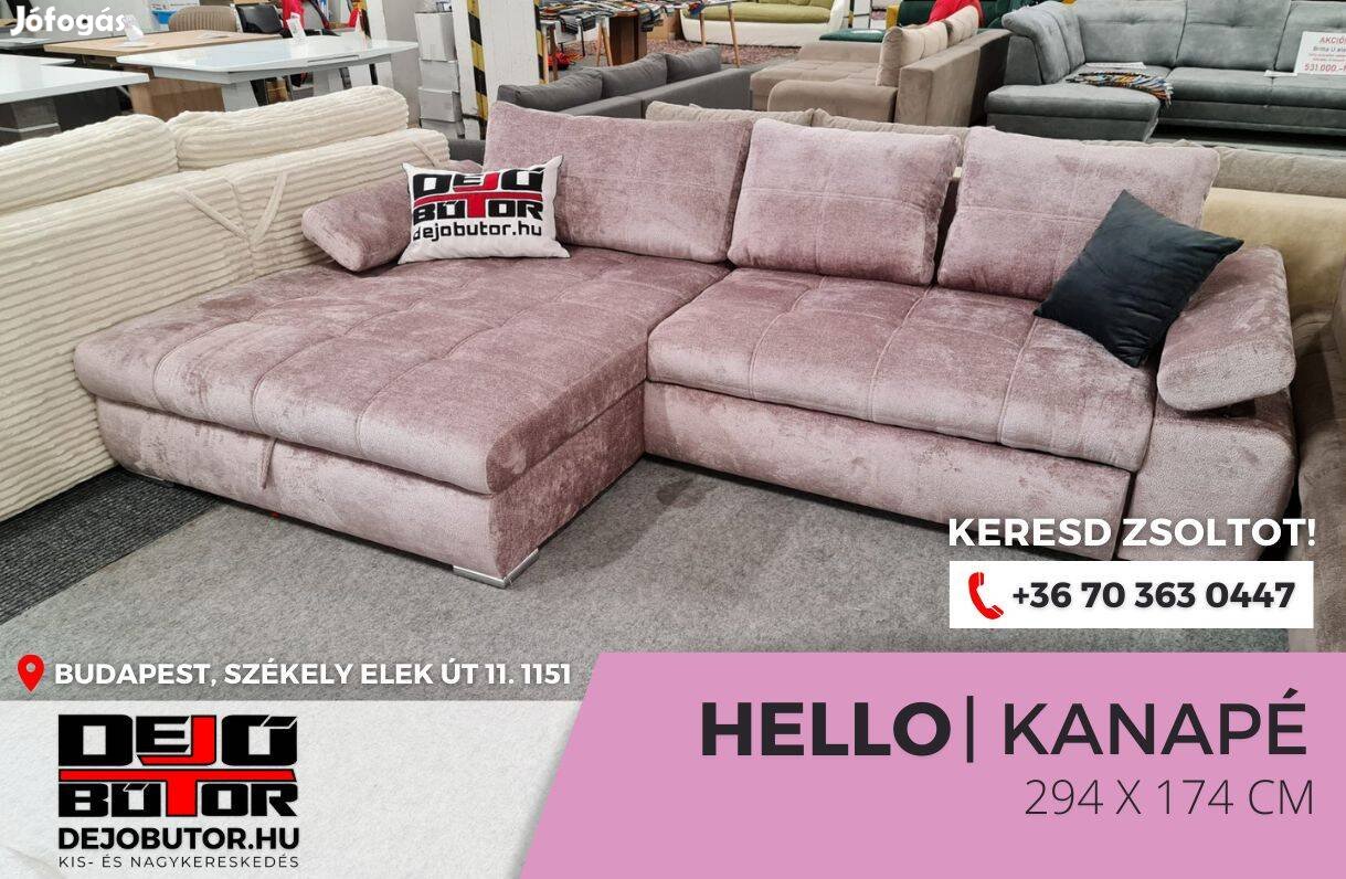 Hello rugós párnás ualak kanapé ülőgarnitúra 294x174 cm pink sarok