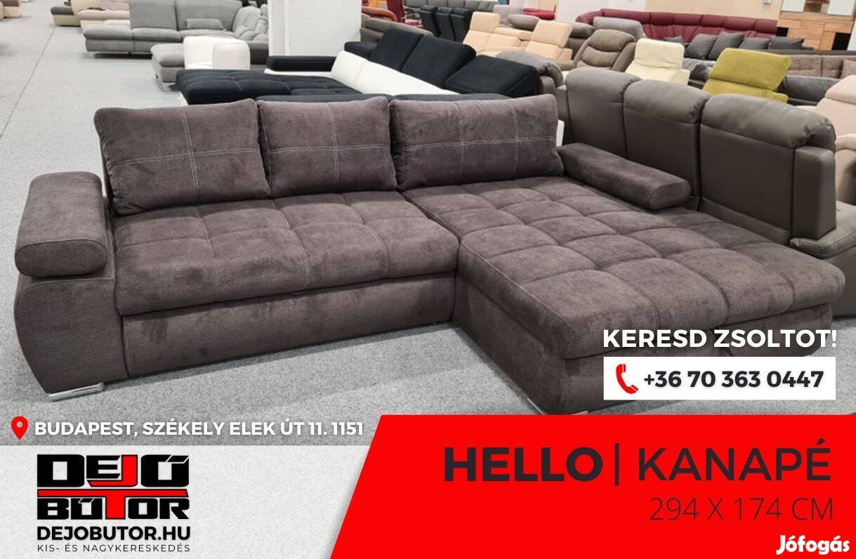Hello sarok braun kanapé ülőgarnitúra 294x174 cm rugós ágyazható bútor