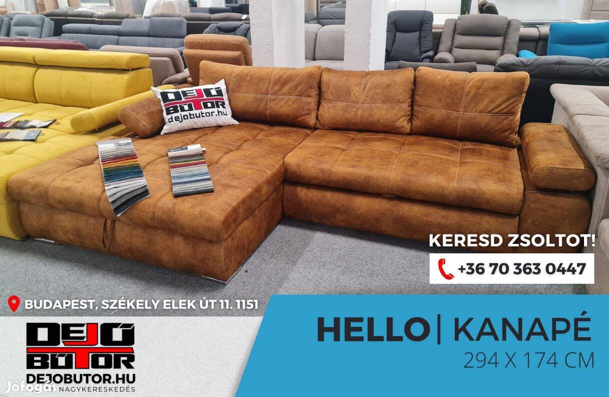 Hello sarok bronz kanapé ülőgarnitúra 294x174 cm rugós ágyazható bútor
