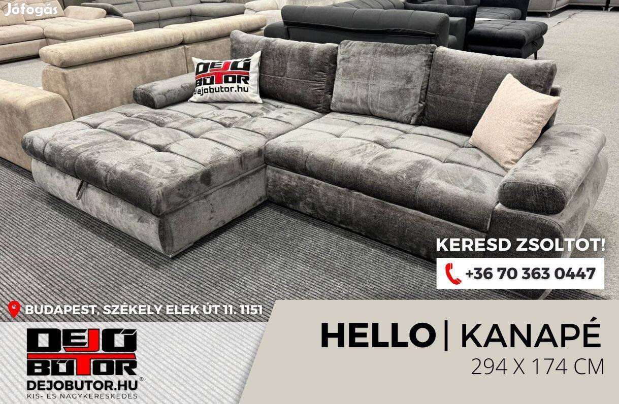 Hello sarok ezüst kanapé ülőgarnitúra 294x174 cm ágyazható bútor