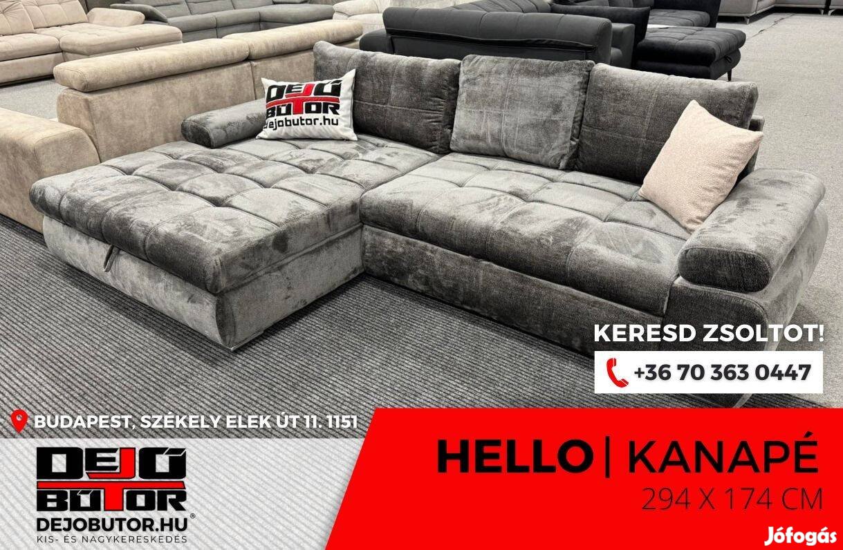 Hello sarok fix hátfal kanapé ülőgarnitúra bútor 294x174 cm aprhodite