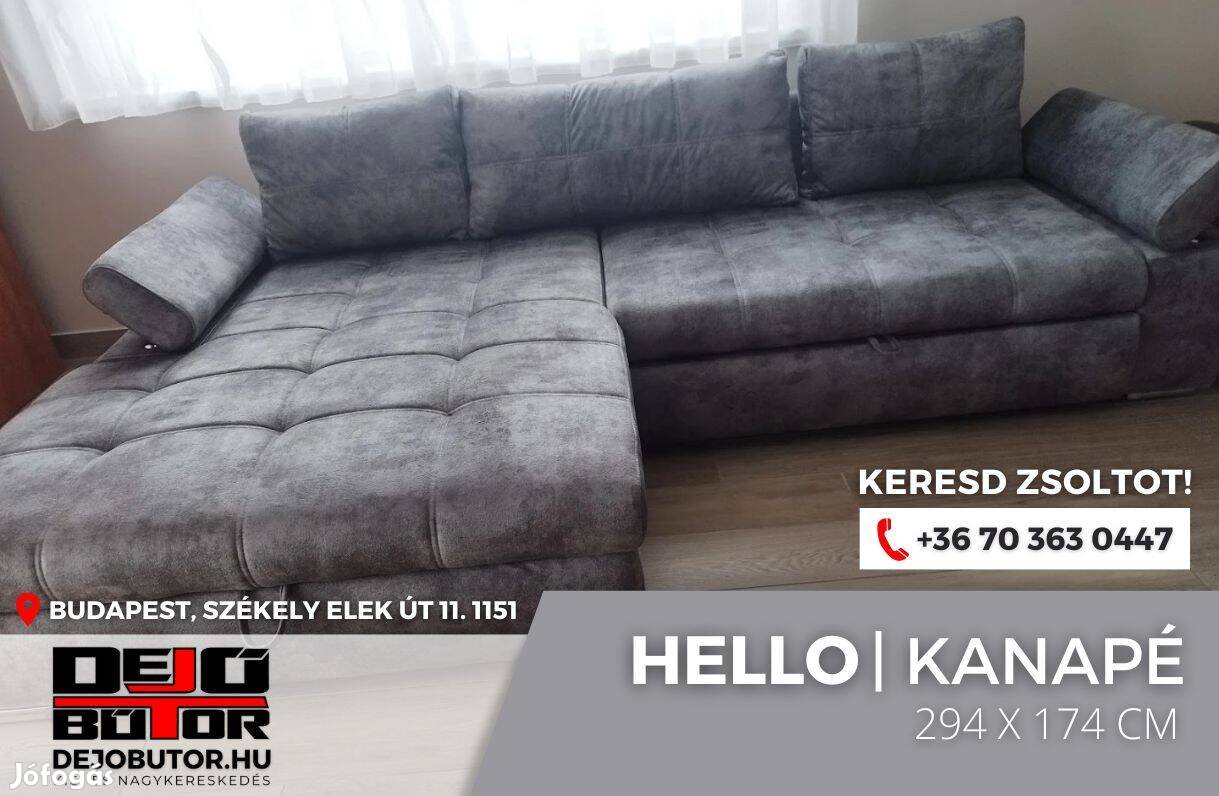 Hello sarok kanapé bútor ülőgarnitúra 294x174 cm ágyazható