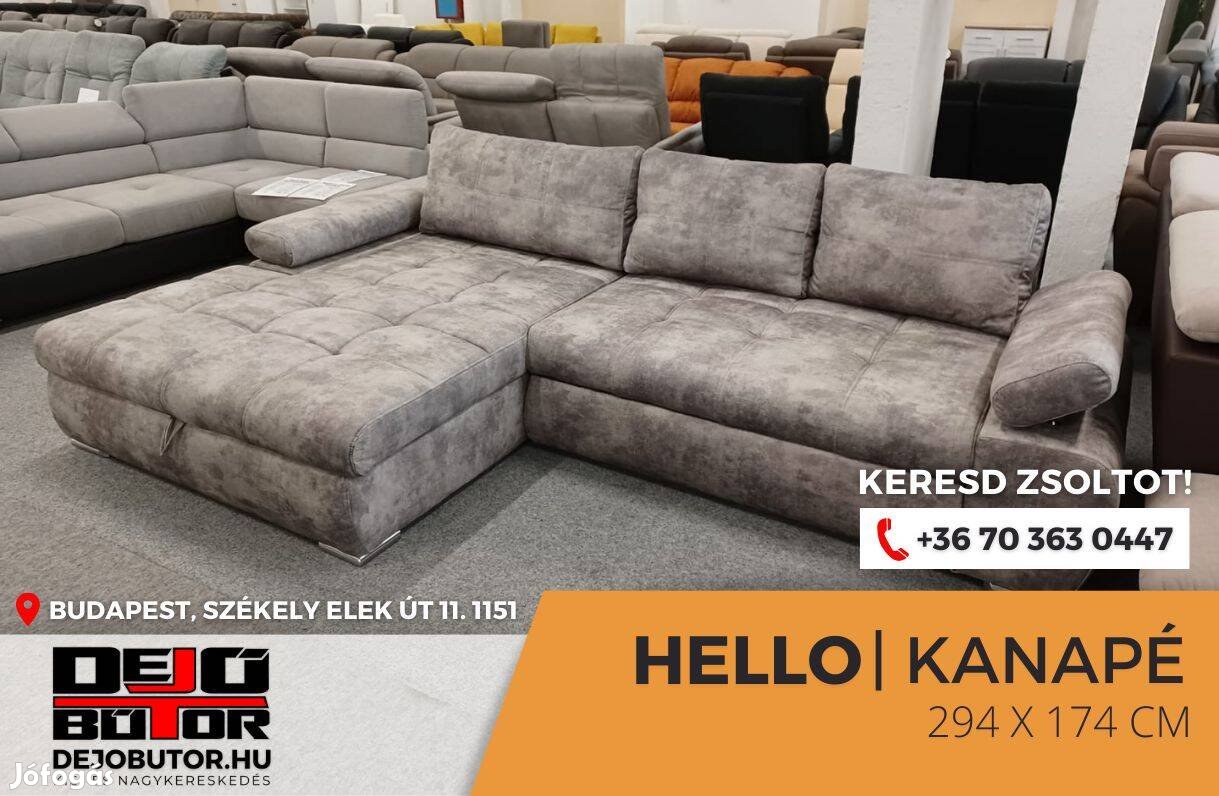 Hello sarok kanapé ülőgarnitúra 294x174 cm ágyazható bronz