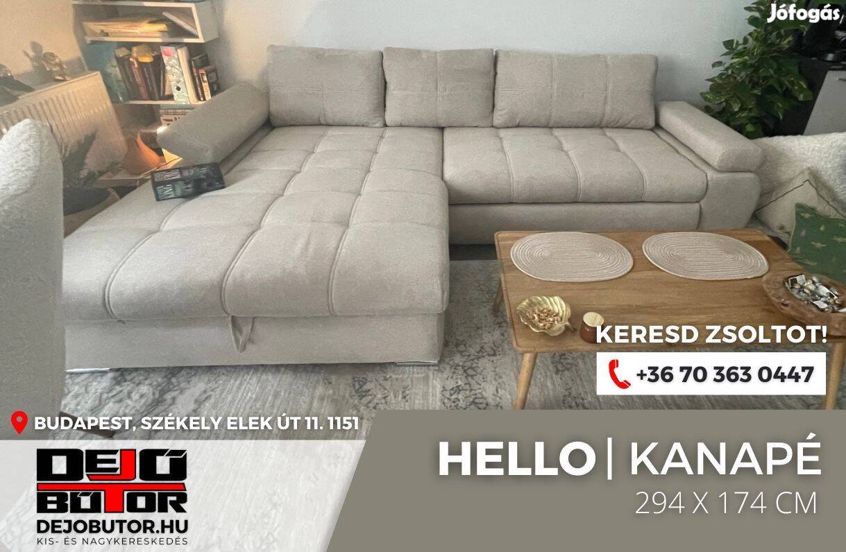 Hello sarok prémium kanapé ülőgarnitúra 294x174 cm rugós drapp