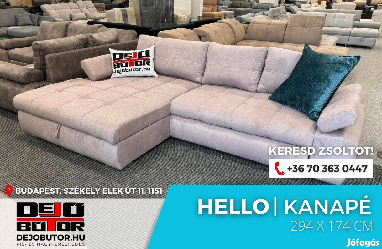 Hello sarok prémium kanapé ülőgarnitúra 294x174 cm rugós selyem krém