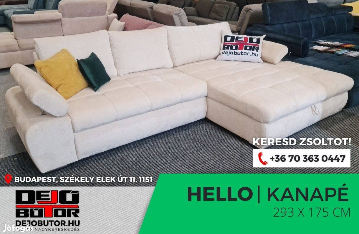 Hello white rugós sarok kanapé ülőgarnitúra 294x174 cm ágyazható