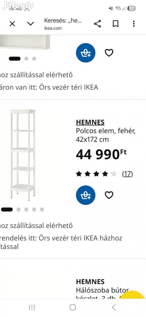 Hemnes polcos fürdőszoba szekrény, hibátlan eladó 11.ker
