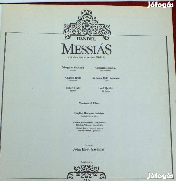 Hendel A messiás bakelitlemez eladó