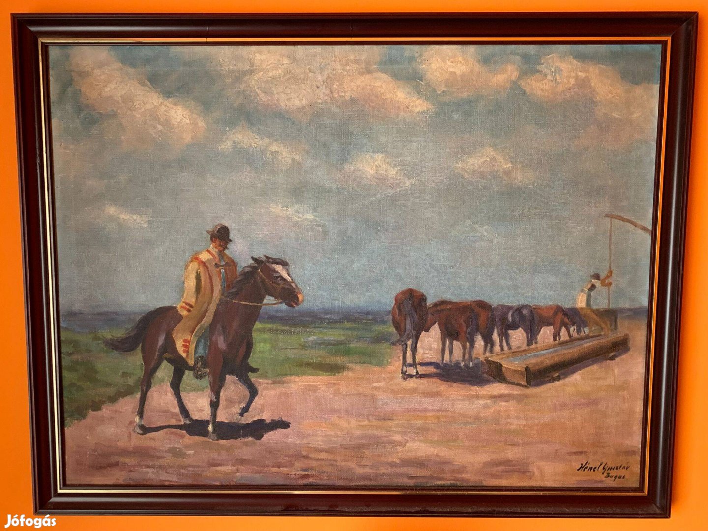 Hénel Gusztáv Bugac olajfestmény