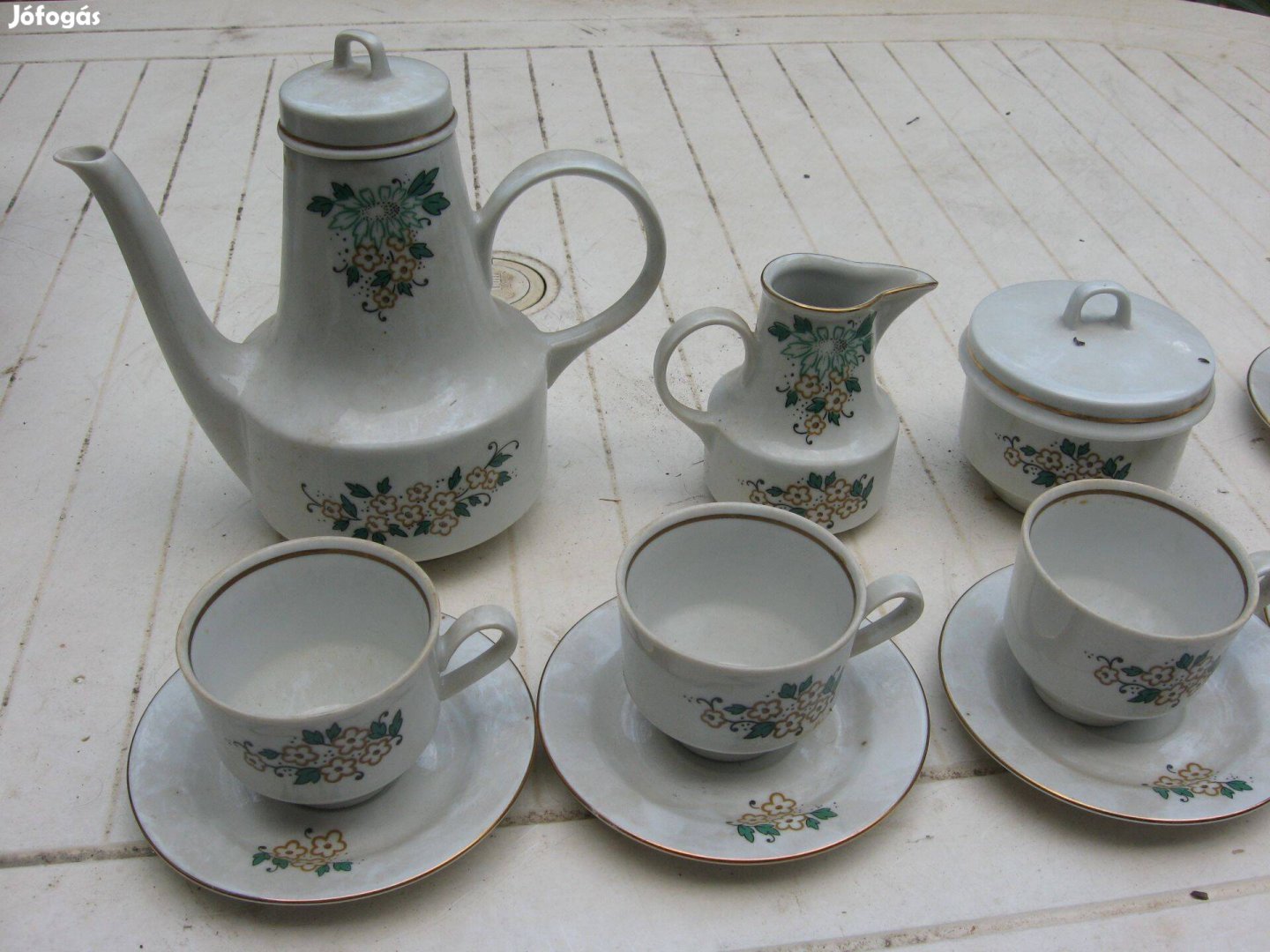 Henneberg 6 személyes virágos Német Porcelán Teás Kávés