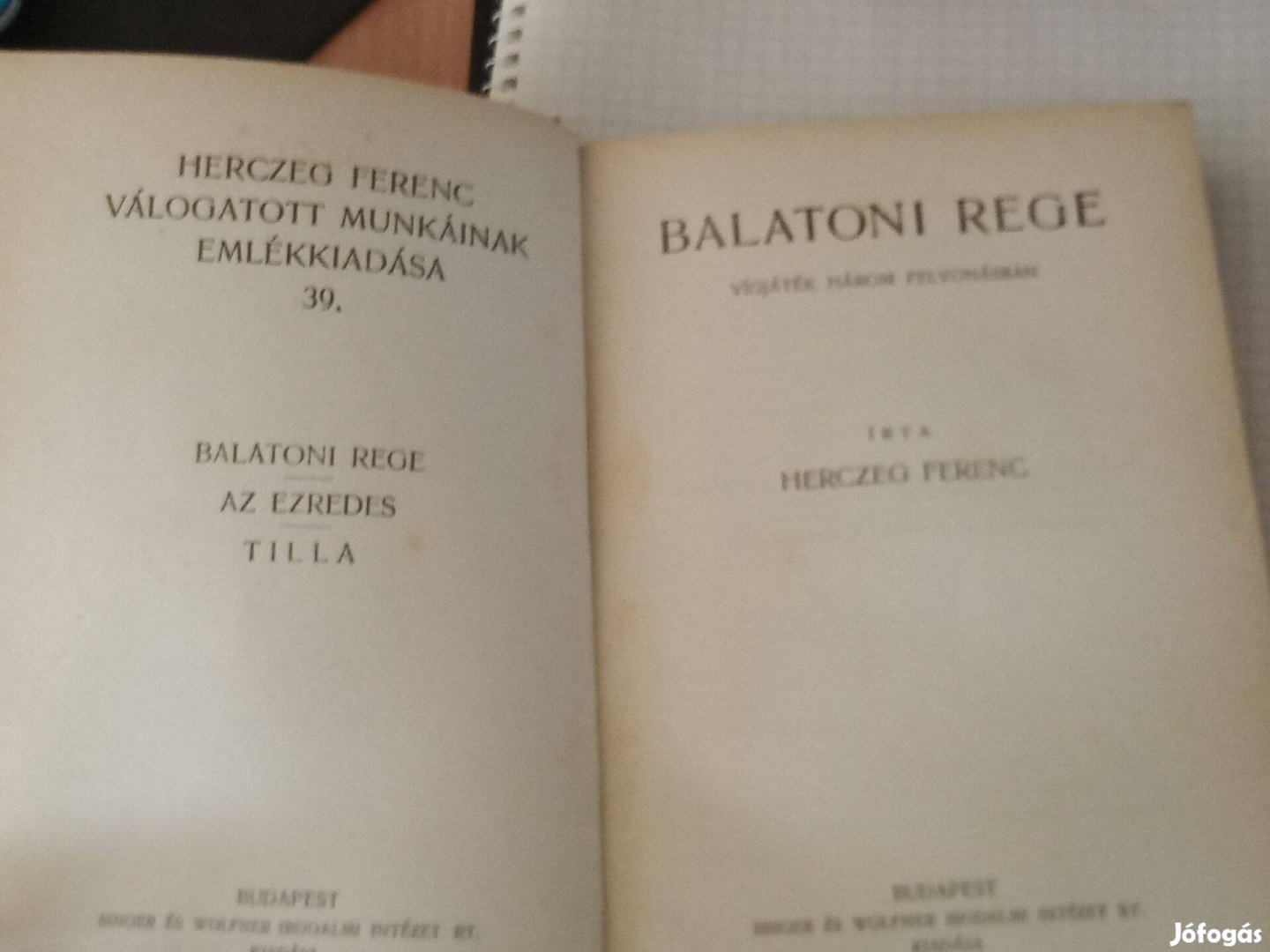 Herczeg Ferenc válogatott munkáinak emlékkiadás 39. - Balatoni rege