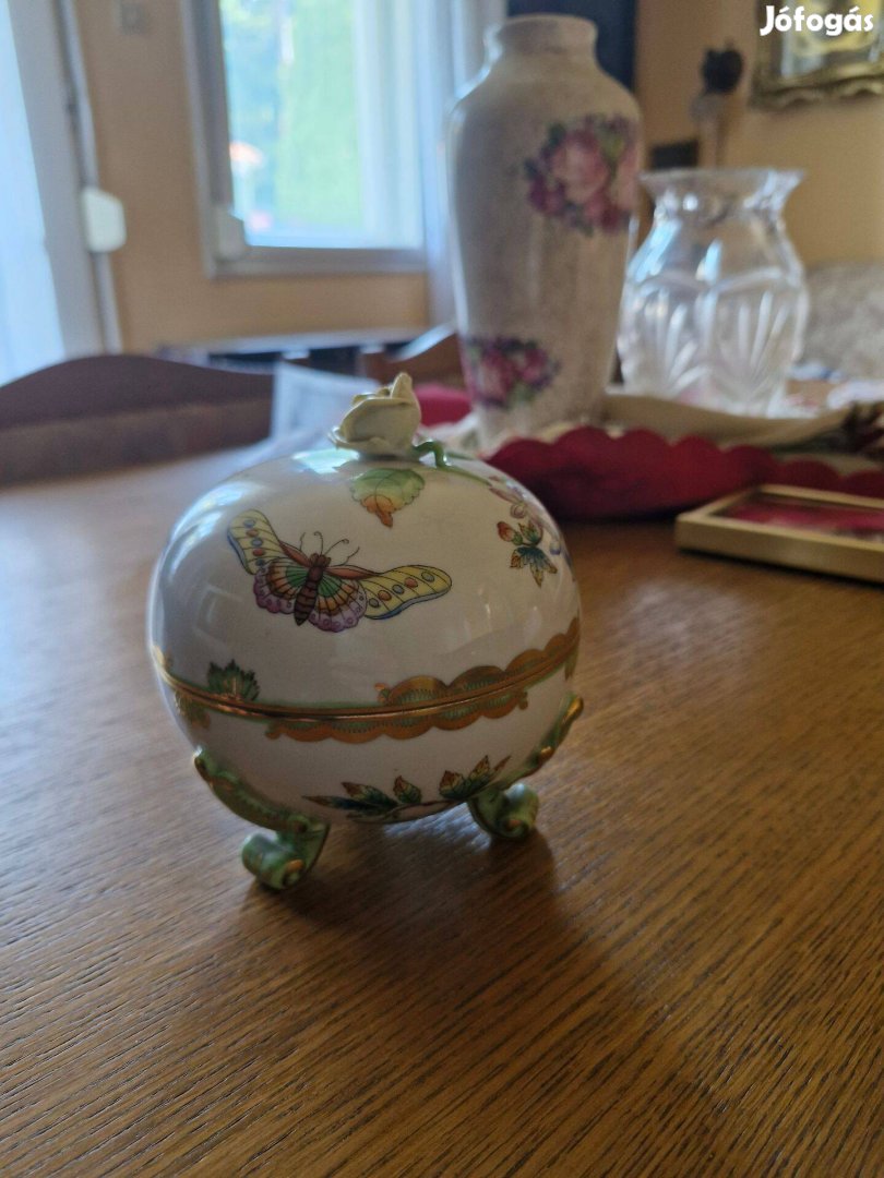Herendi Porcelán Viktória Mintás Bonbonier Régiség